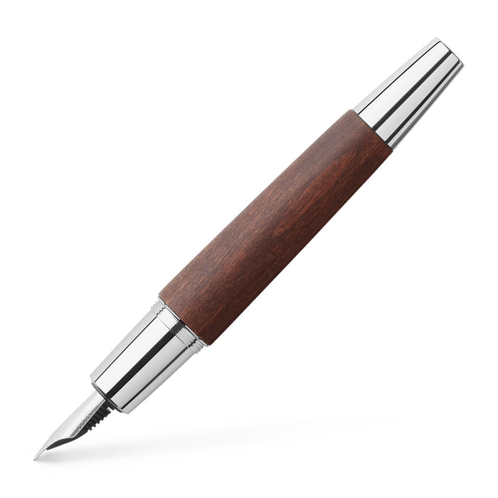 Faber-Castell e-motion fountain pen - wood and chrome dark brown