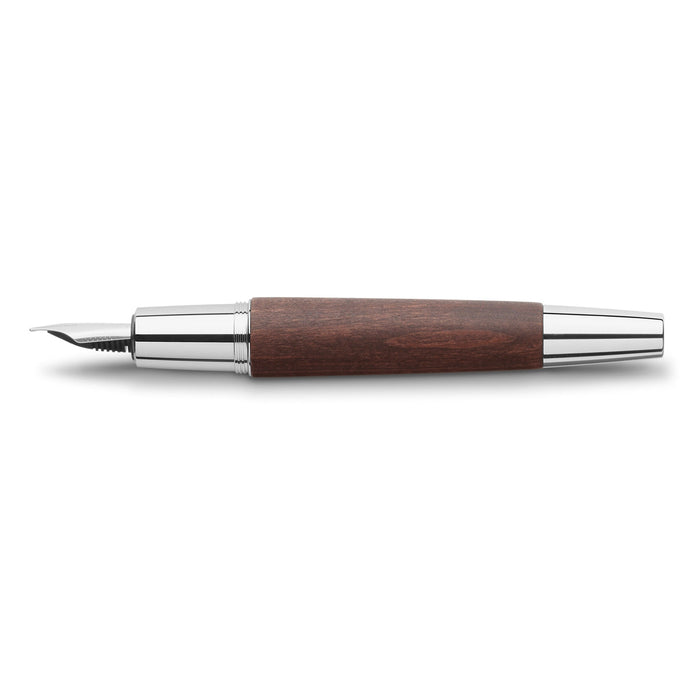 Faber-Castell e-motion fountain pen - wood and chrome dark brown