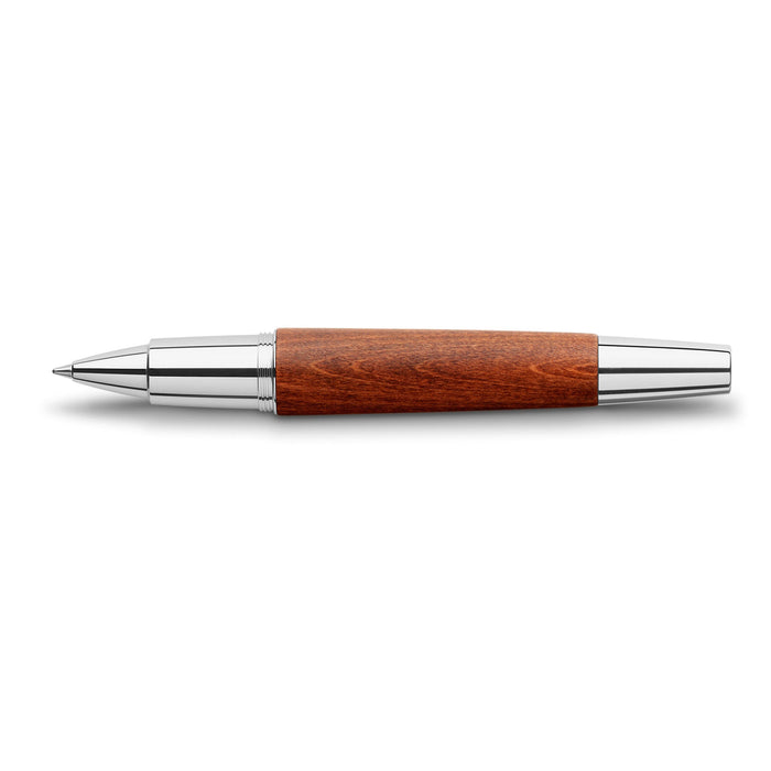 Faber-Castell e-motion rollerball pen - wood and chrome reddish brown