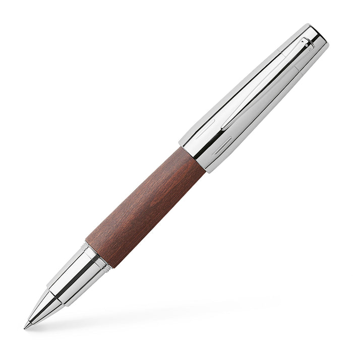 Faber-Castell e-motion rollerball pen - wood and chrome dark brown